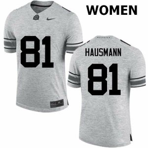 NCAA Ohio State Buckeyes Women's #81 Jake Hausmann Gray Nike Football College Jersey GFA3745OH